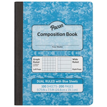 Easy-To-Organize Dual Ruled Composition Book - Light Blue - 9.75 x 7.5 in. - 200 pages EA3752684